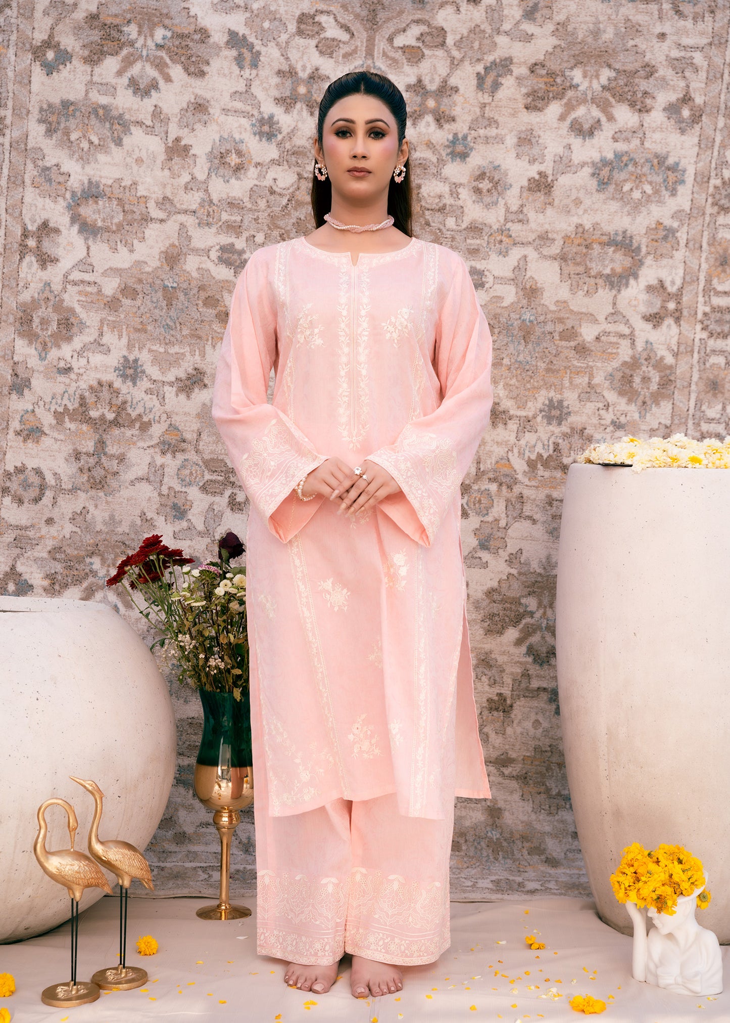 Blush Serenity Pink-Embroidered Lawn Two-Piece