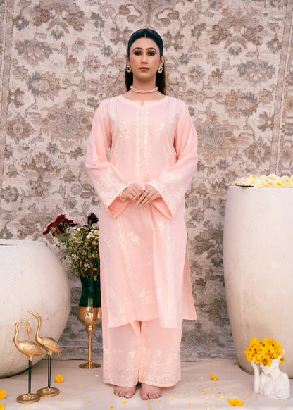 Blush Serenity Pink-Embroidered Lawn Two-Piece