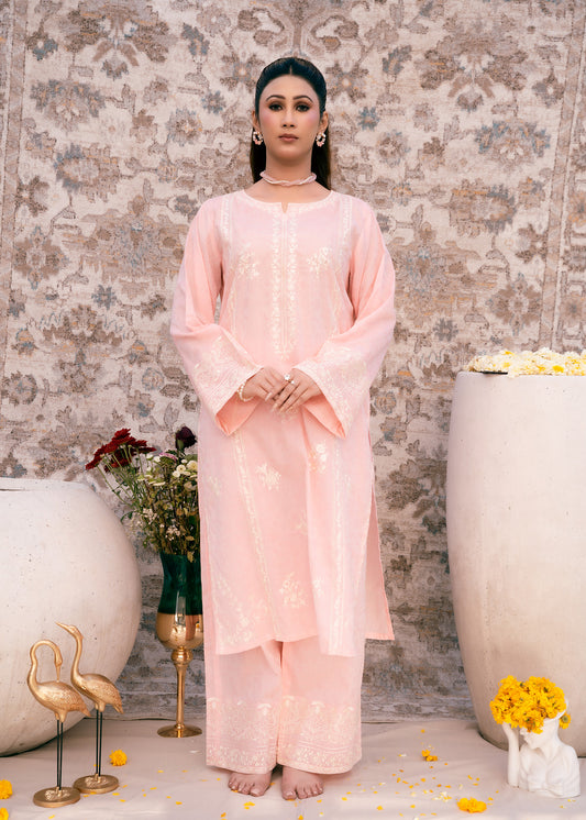 Blush Serenity Pink-Embroidered Lawn Two-Piece