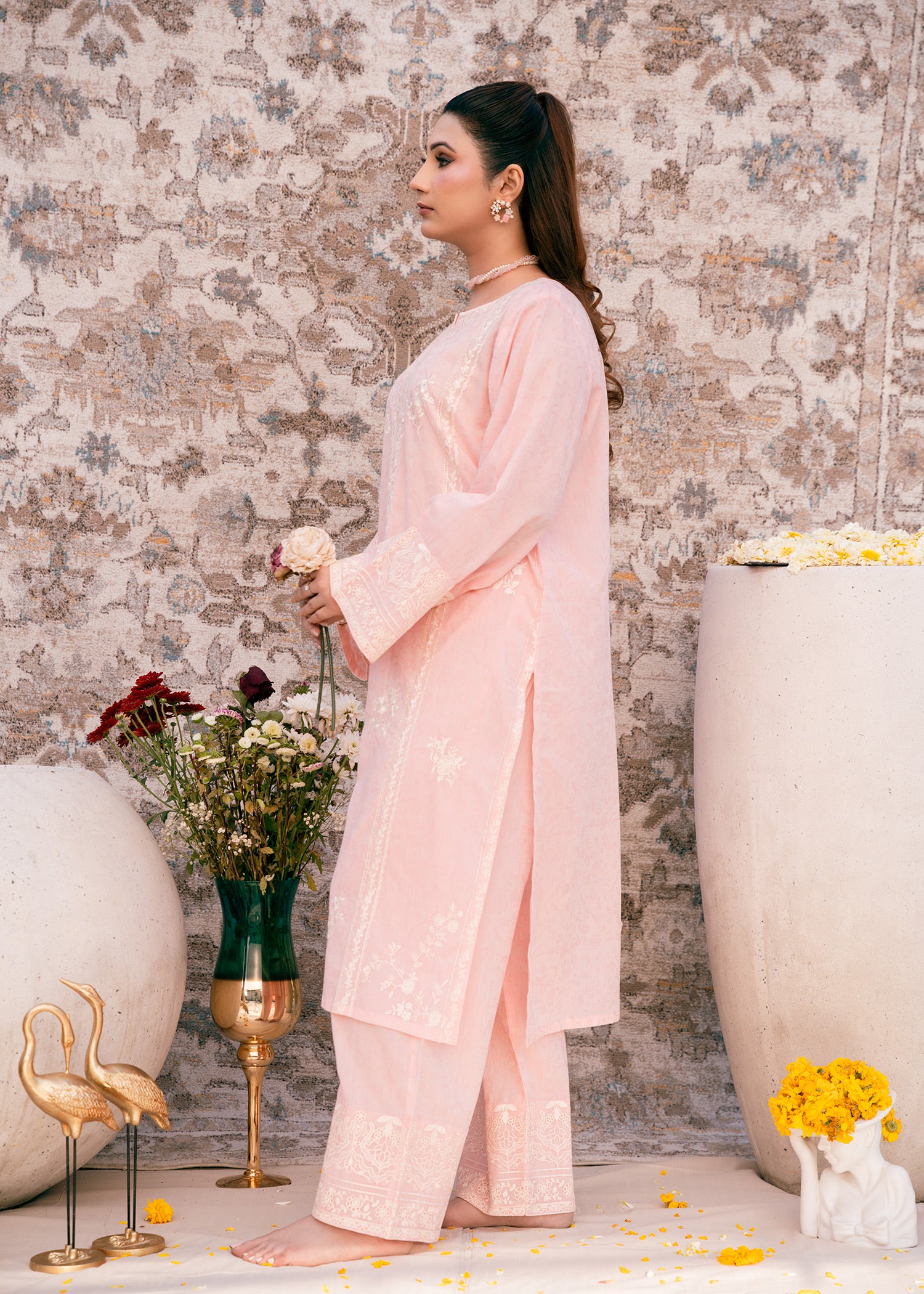 Blush Serenity Pink-Embroidered Lawn Two-Piece