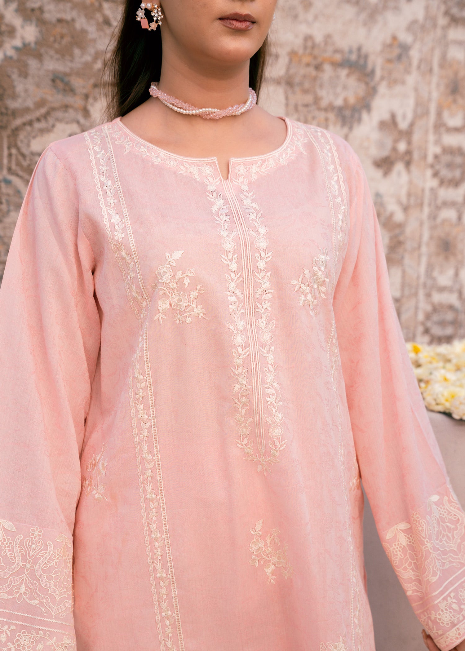 Blush Serenity Pink-Embroidered Lawn Two-Piece