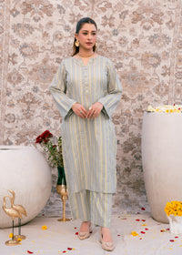 Aqua Noor – Striped Jacquard Three-Piece