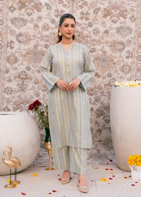 Aqua Noor – Striped Jacquard Three-Piece