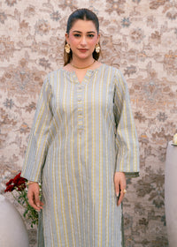 Aqua Noor – Striped Jacquard Three-Piece