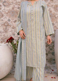 Aqua Noor – Striped Jacquard Three-Piece