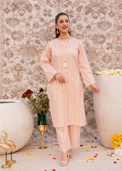 Blush Noor – Striped Jacquard Three-Piece