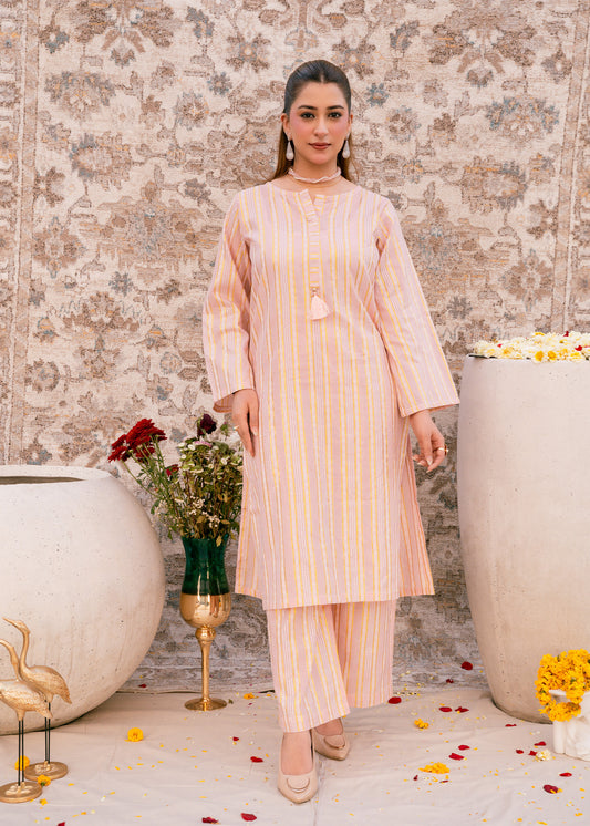 Blush Noor – Striped Jacquard Three-Piece
