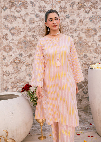 Blush Noor – Striped Jacquard Three-Piece