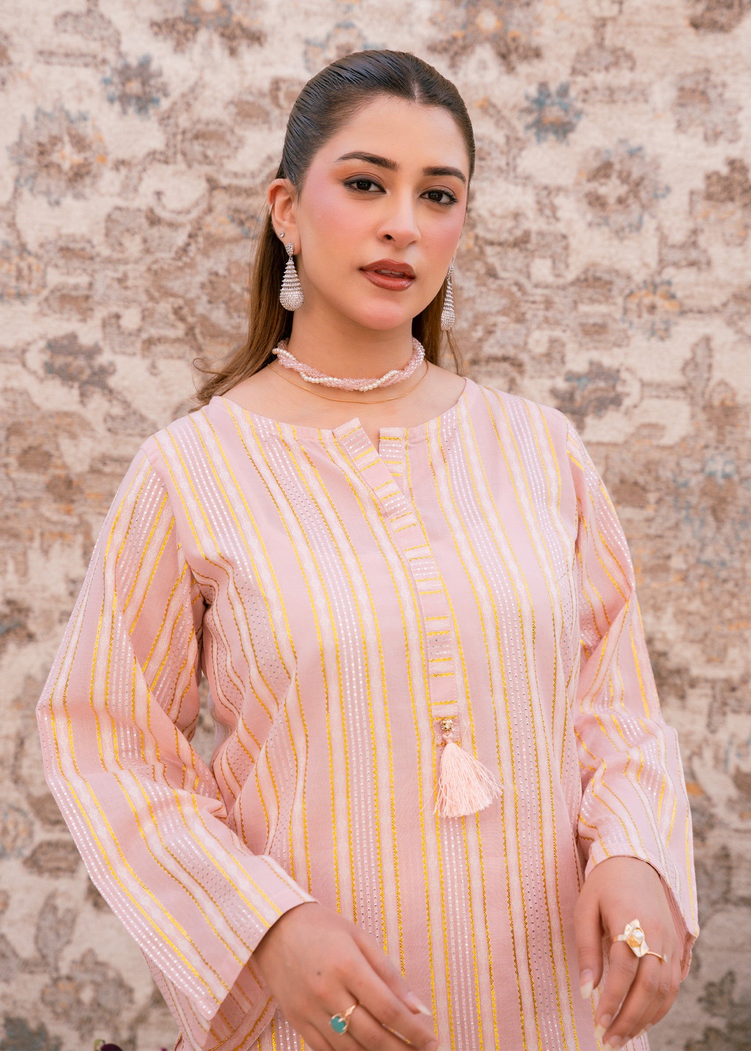 Blush Noor – Striped Jacquard Three-Piece