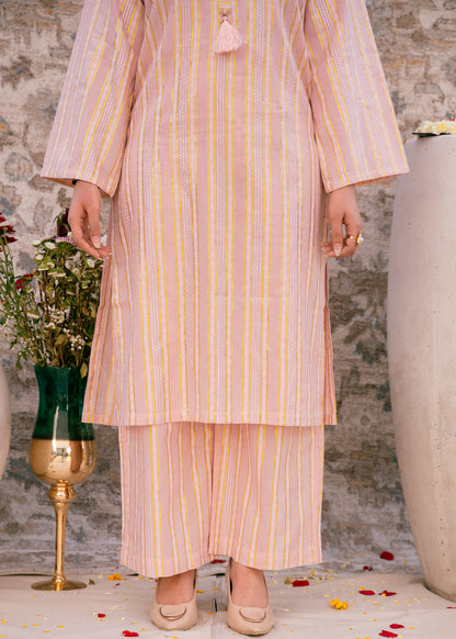 Blush Noor – Striped Jacquard Three-Piece