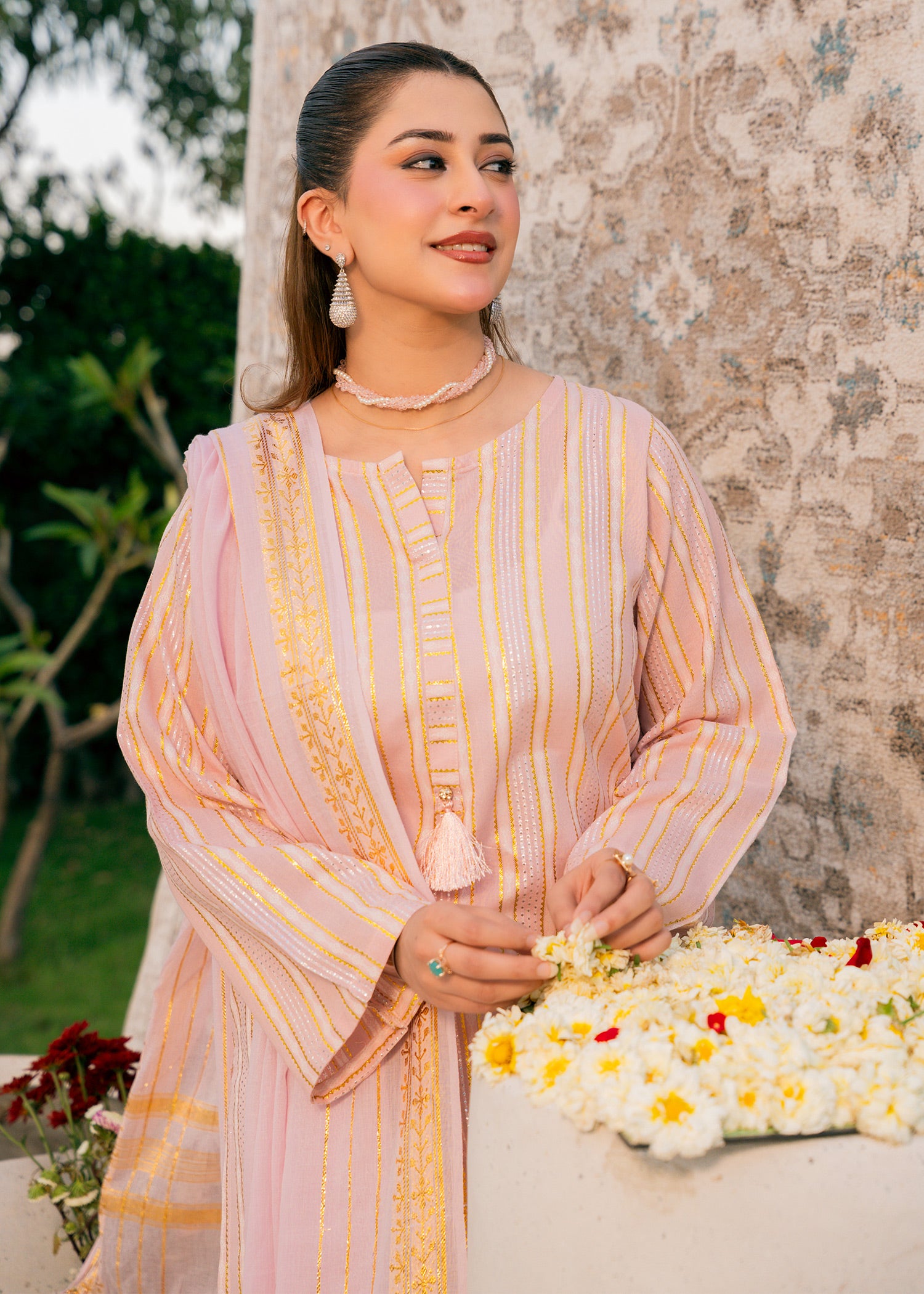 Blush Noor – Striped Jacquard Three-Piece