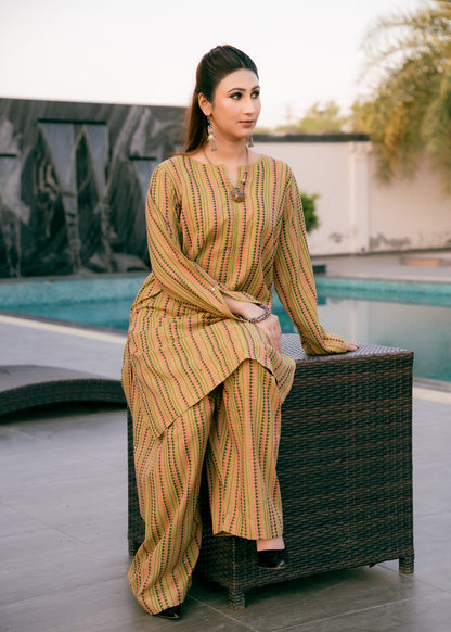Olive Muse – Striped Jacquard Two-Piece