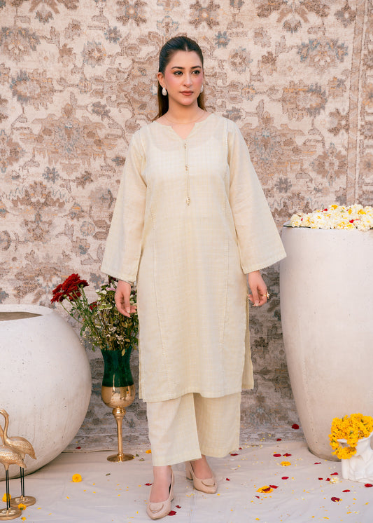 Ivory Zehra – Check Jacquard Two-Piece
