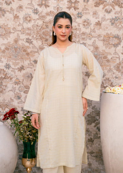 Ivory Zehra – Check Jacquard Two-Piece
