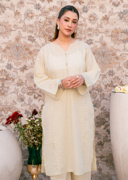 Ivory Zehra – Check Jacquard Two-Piece