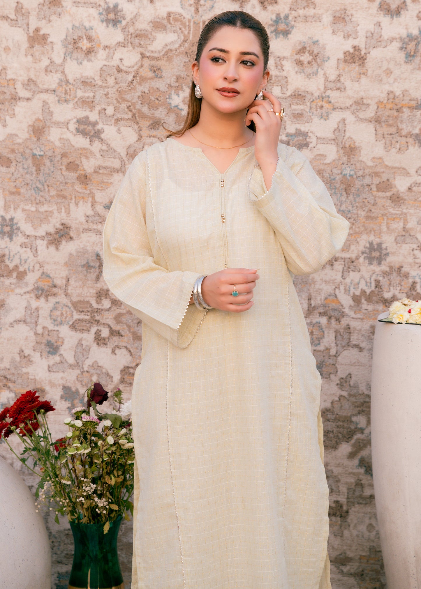 Ivory Zehra – Check Jacquard Two-Piece