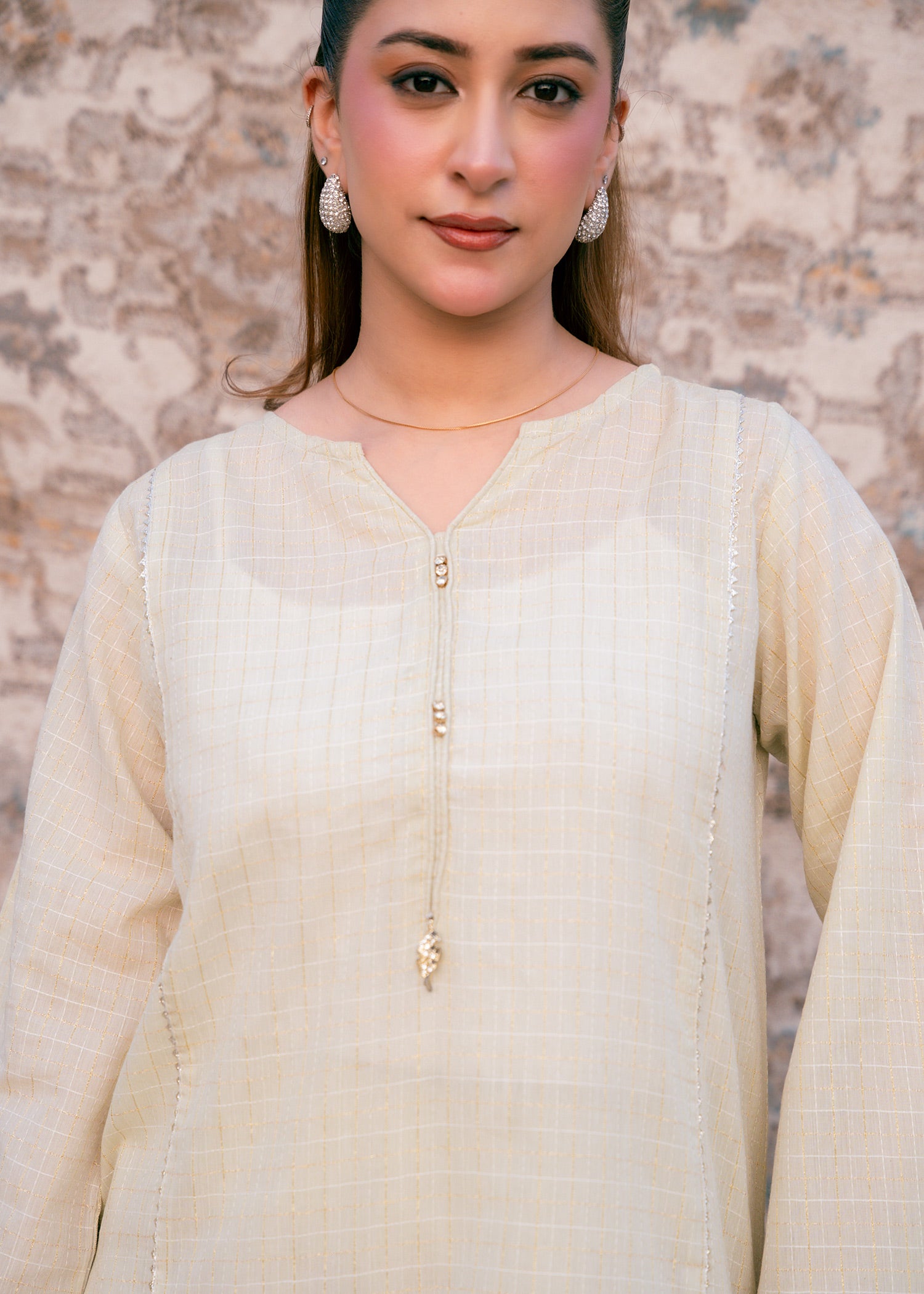 Ivory Zehra – Check Jacquard Two-Piece