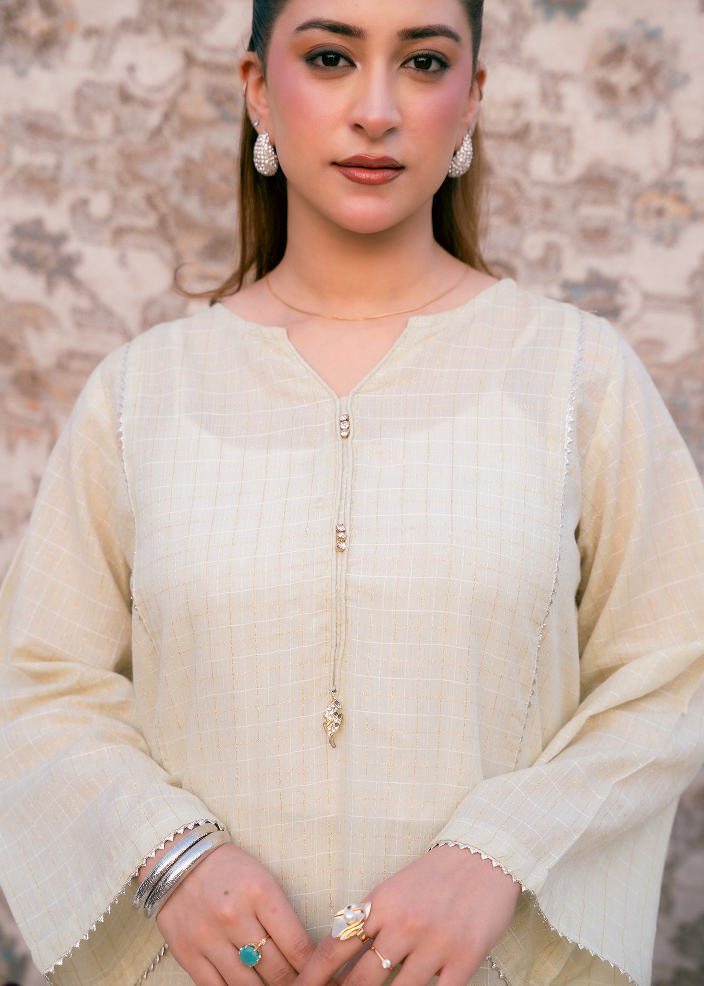 Ivory Zehra – Check Jacquard Two-Piece