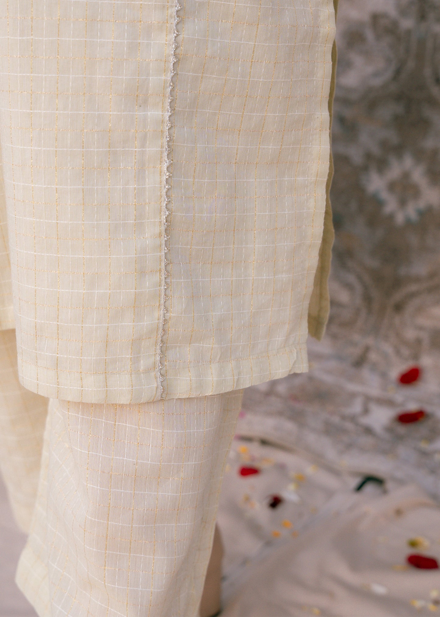 Ivory Zehra – Check Jacquard Two-Piece