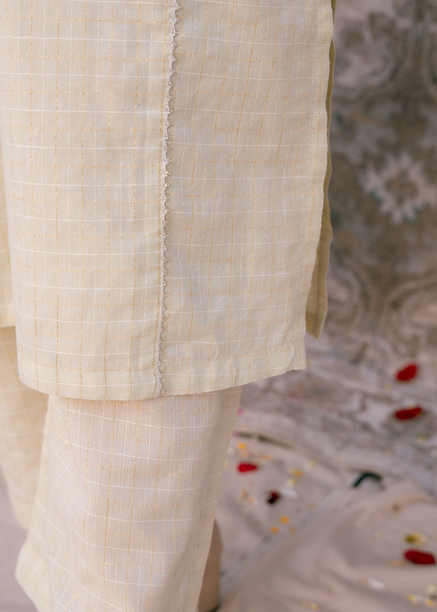 Ivory Zehra – Check Jacquard Two-Piece