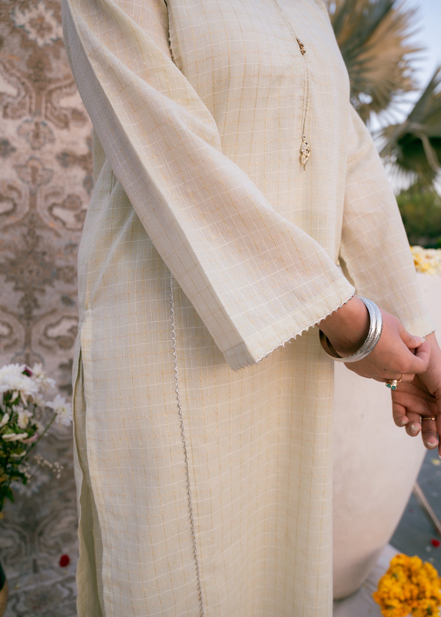 Ivory Zehra – Check Jacquard Two-Piece