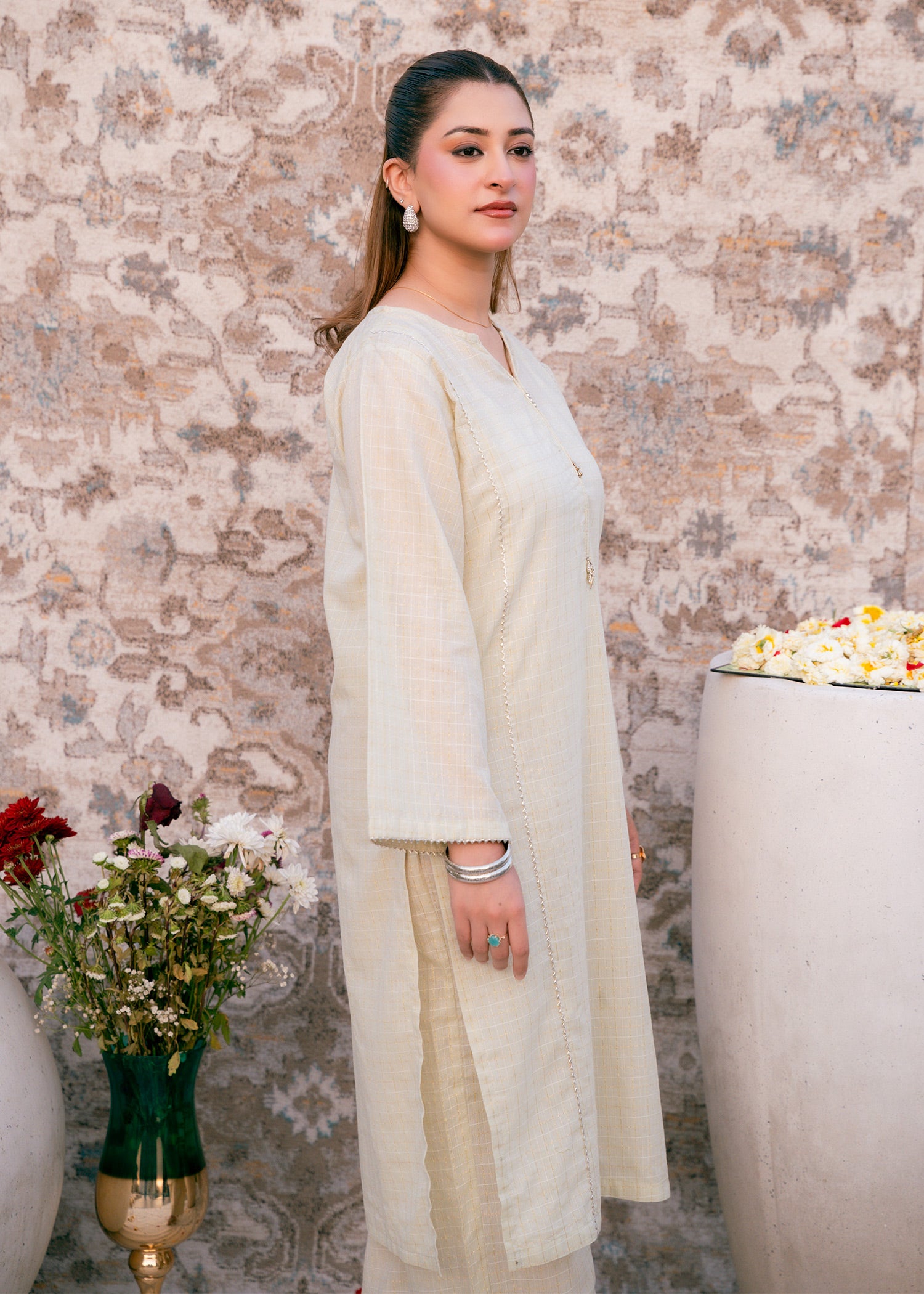 Ivory Zehra – Check Jacquard Two-Piece