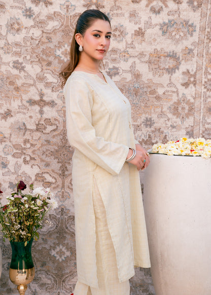 Ivory Zehra – Check Jacquard Two-Piece