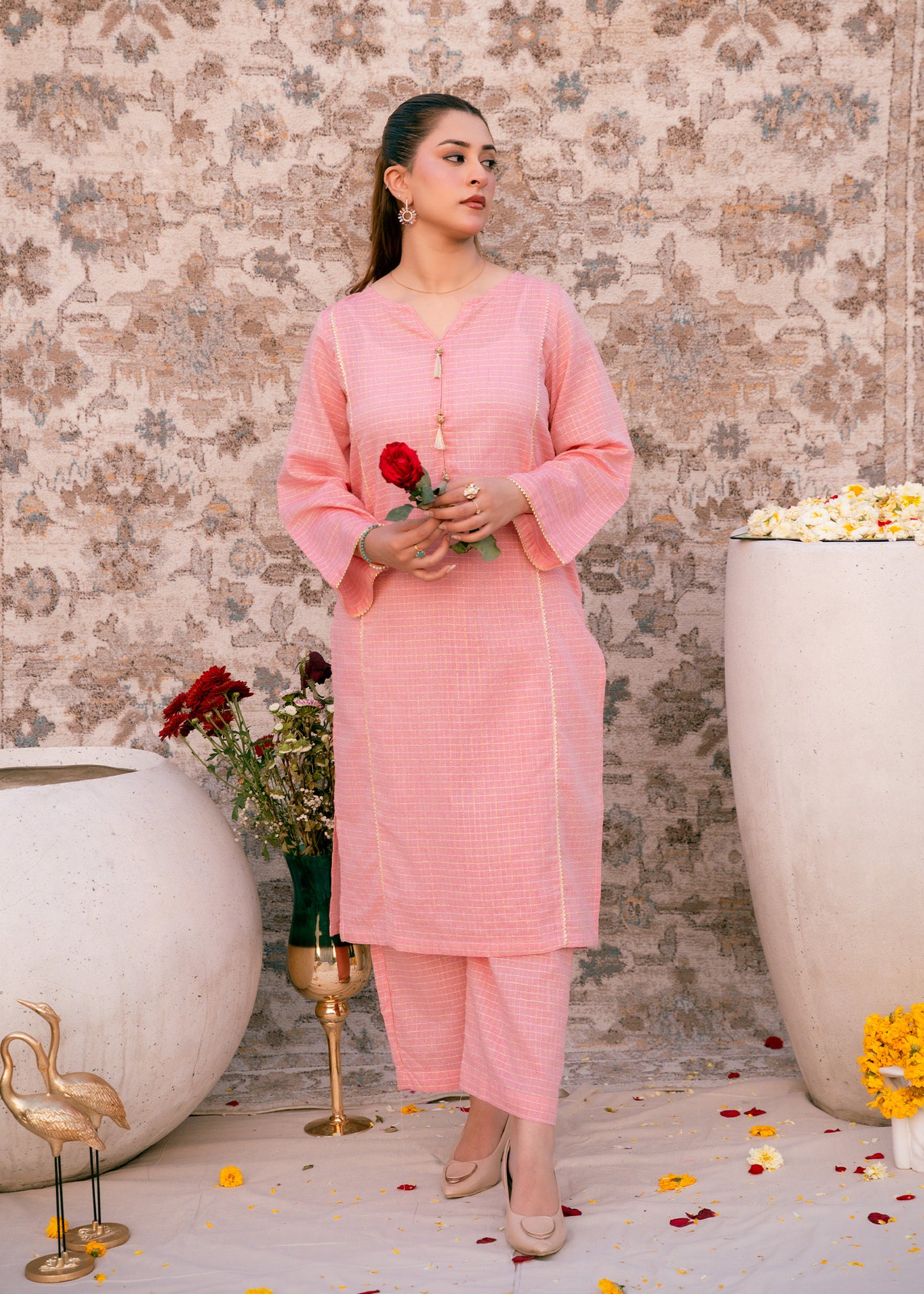 Blush Zehra – Check Jacquard Two-Piece