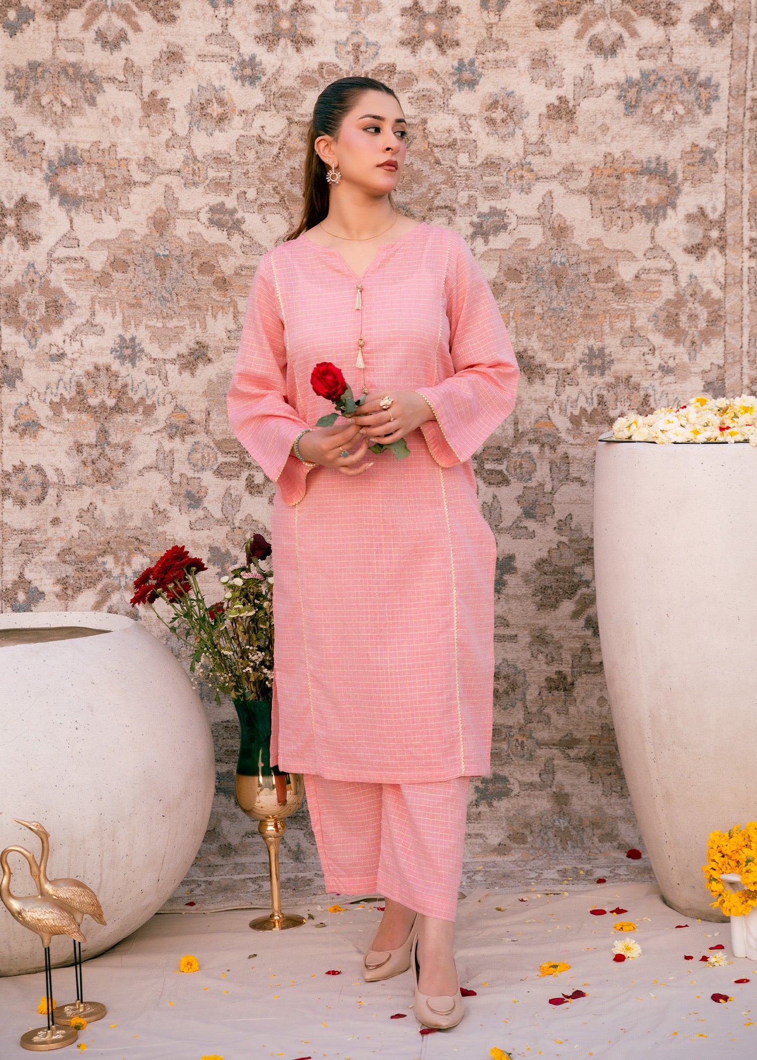 Blush Zehra – Check Jacquard Two-Piece