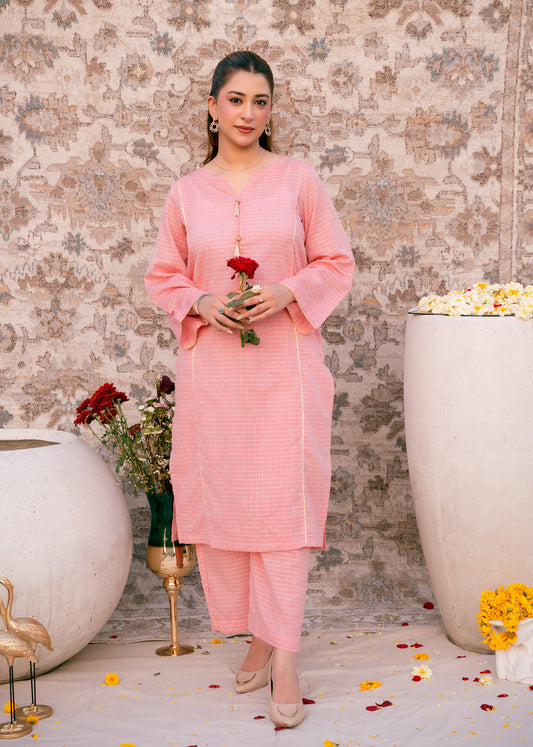 Blush Zehra – Check Jacquard Two-Piece