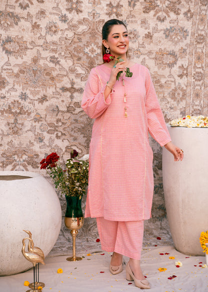 Blush Zehra – Check Jacquard Two-Piece