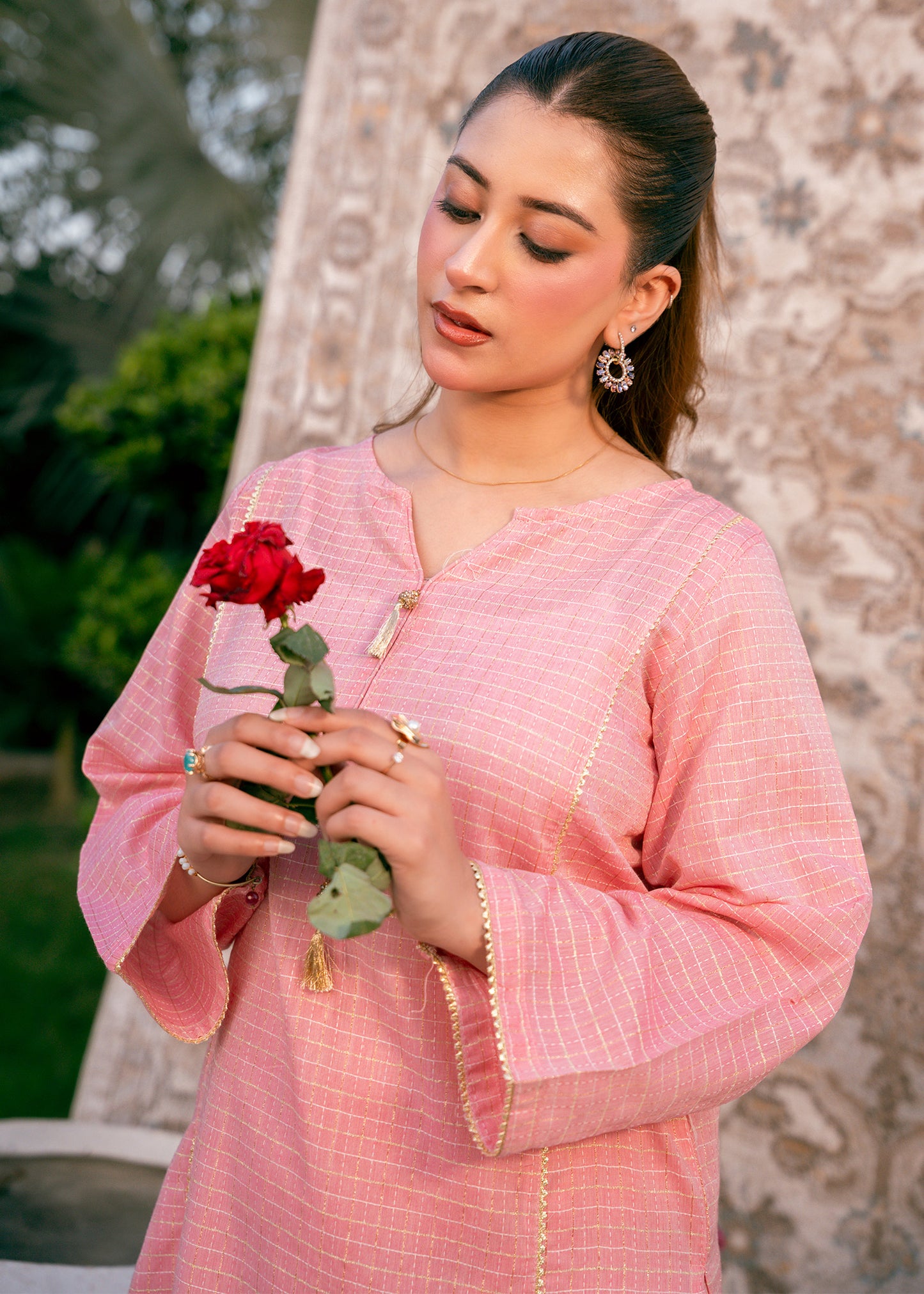 Blush Zehra – Check Jacquard Two-Piece