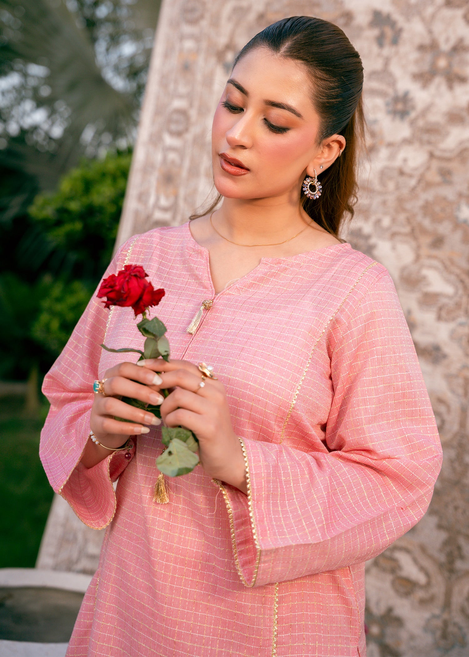 Blush Zehra – Check Jacquard Two-Piece