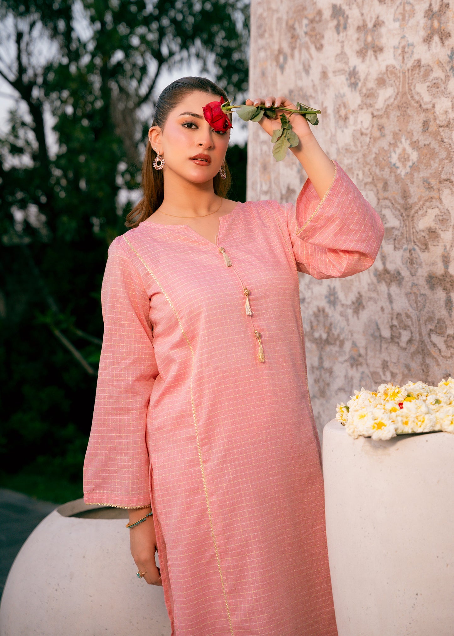 Blush Zehra – Check Jacquard Two-Piece