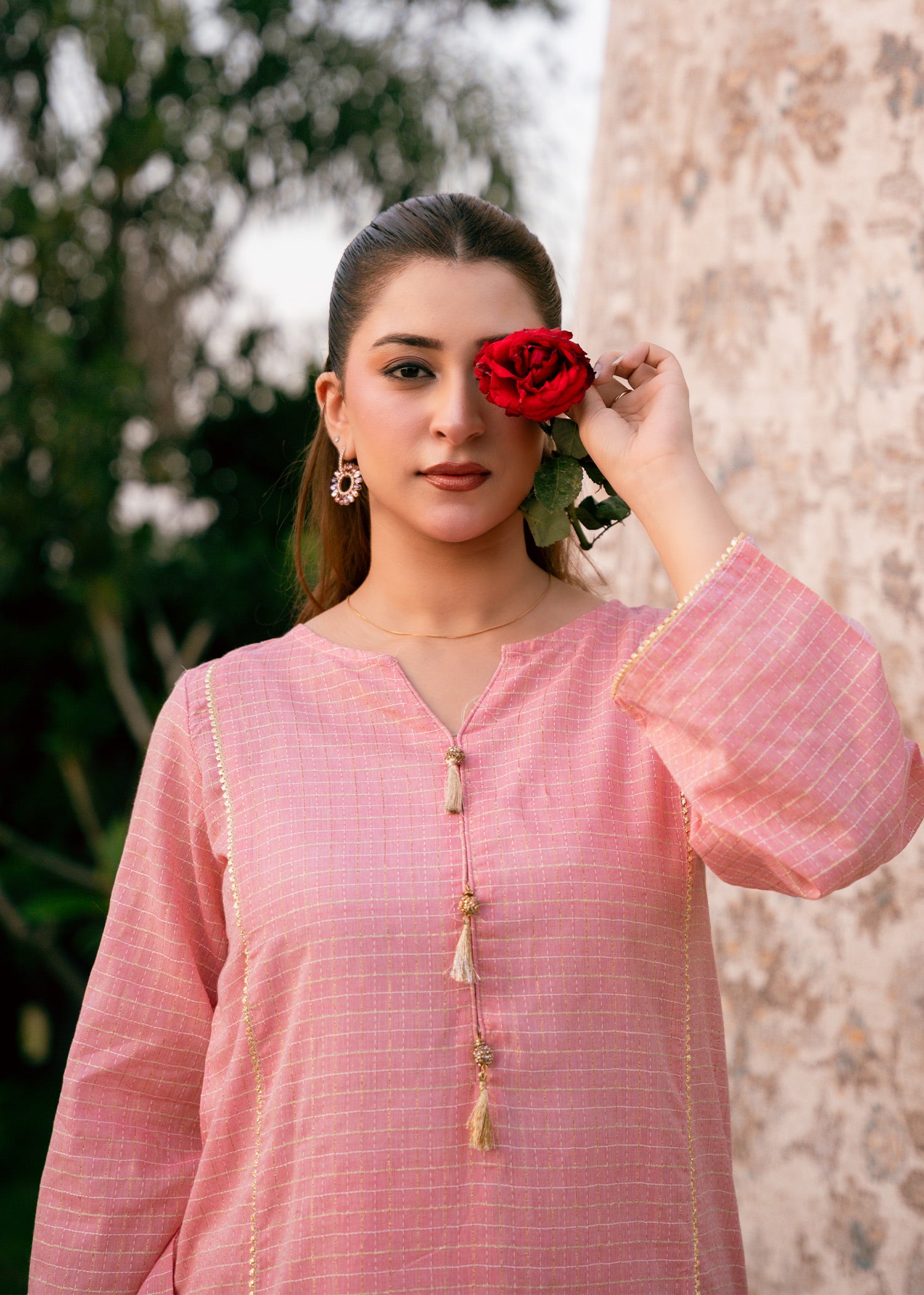 Blush Zehra – Check Jacquard Two-Piece