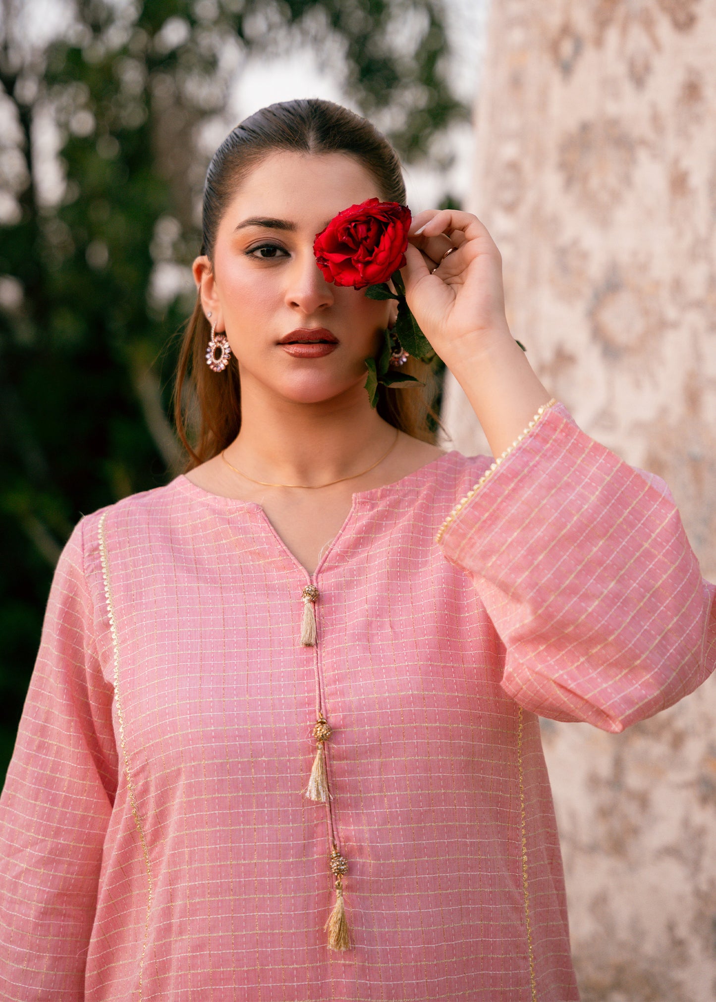 Blush Zehra – Check Jacquard Two-Piece