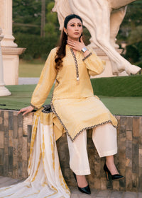 Sunlit Mustard Jacquard 3 Piece Suit