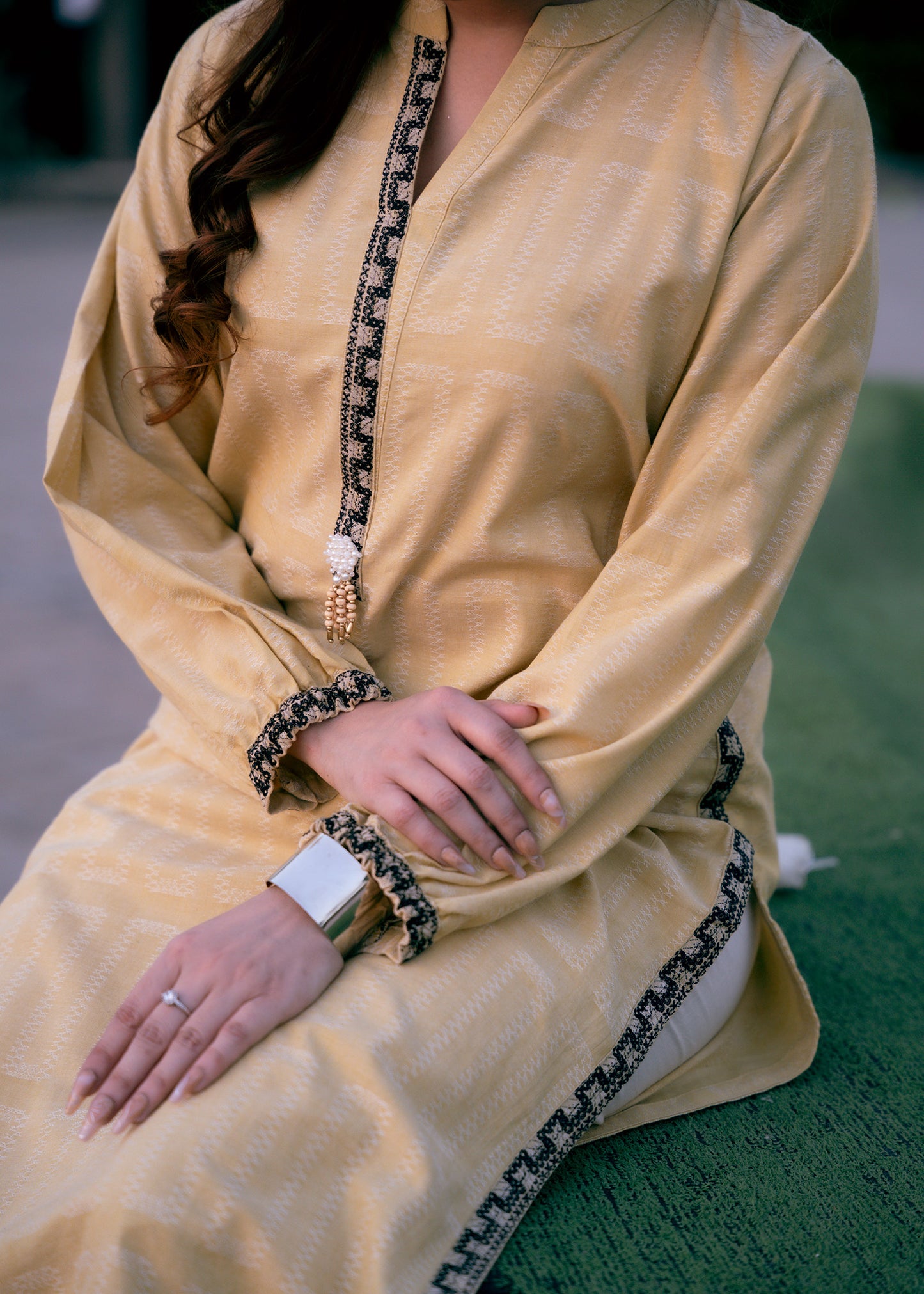 Sunlit Mustard Jacquard 3 Piece Suit