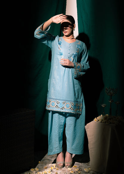 Aqua Zeenat – Embroidered Karandi Two-Piece