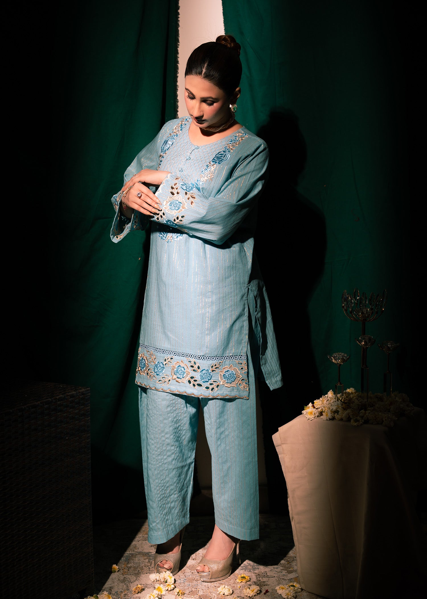 Aqua Zeenat – Embroidered Karandi Two-Piece