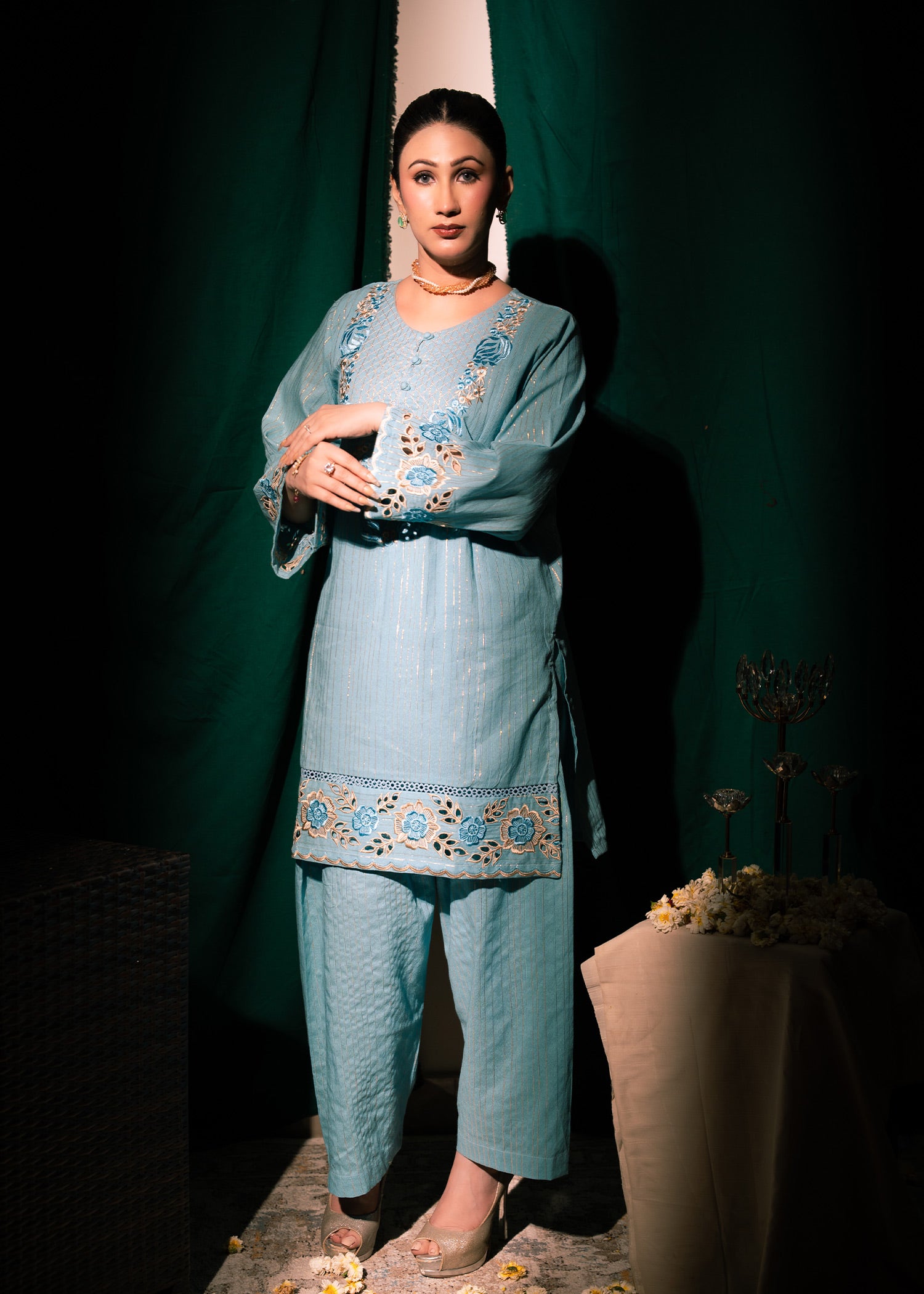 Aqua Zeenat – Embroidered Karandi Two-Piece