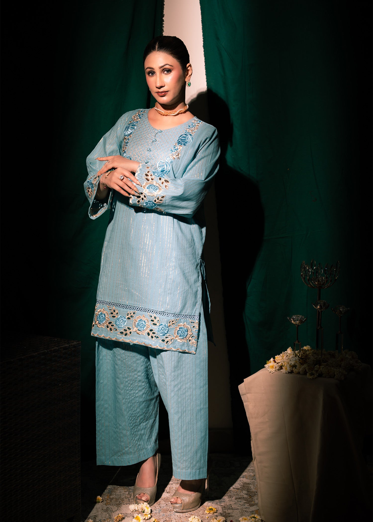 Aqua Zeenat – Embroidered Karandi Two-Piece