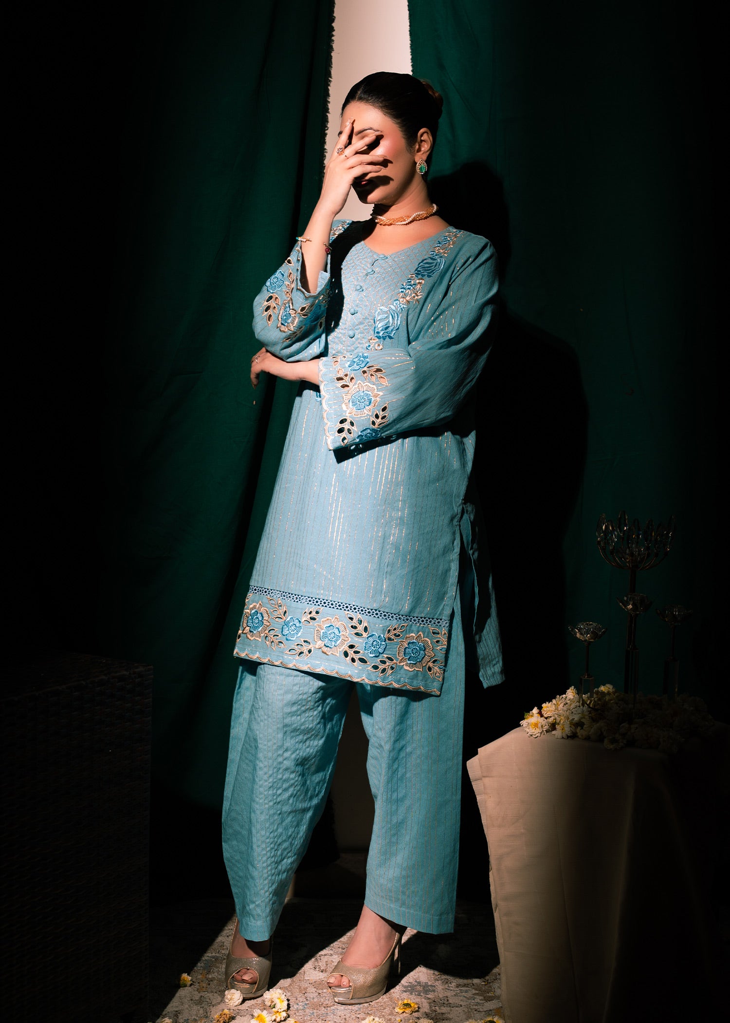 Aqua Zeenat – Embroidered Karandi Two-Piece