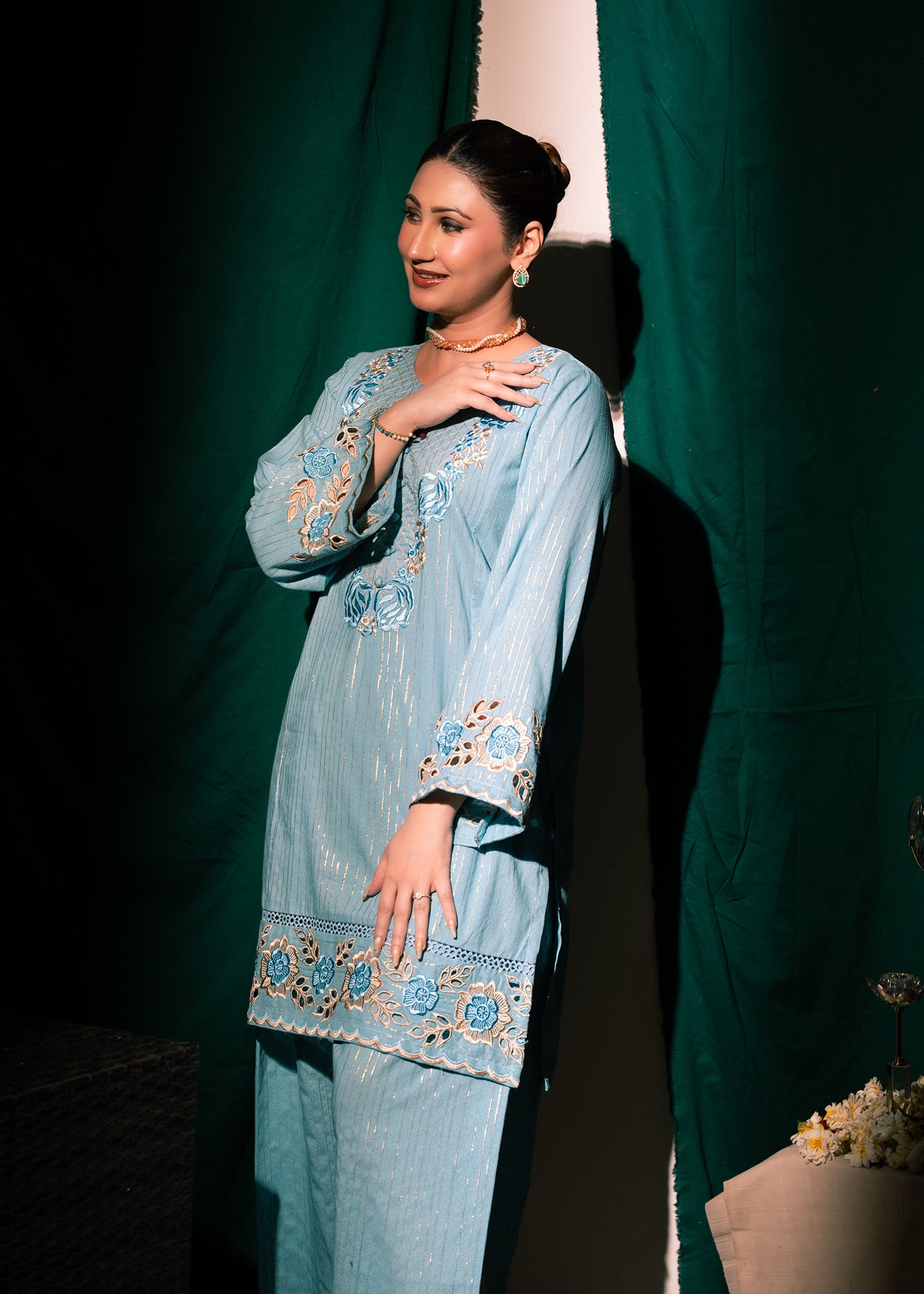 Aqua Zeenat – Embroidered Karandi Two-Piece