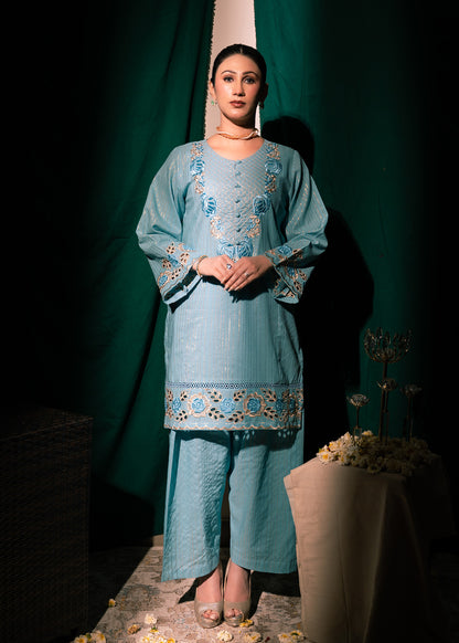 Aqua Zeenat – Embroidered Karandi Two-Piece