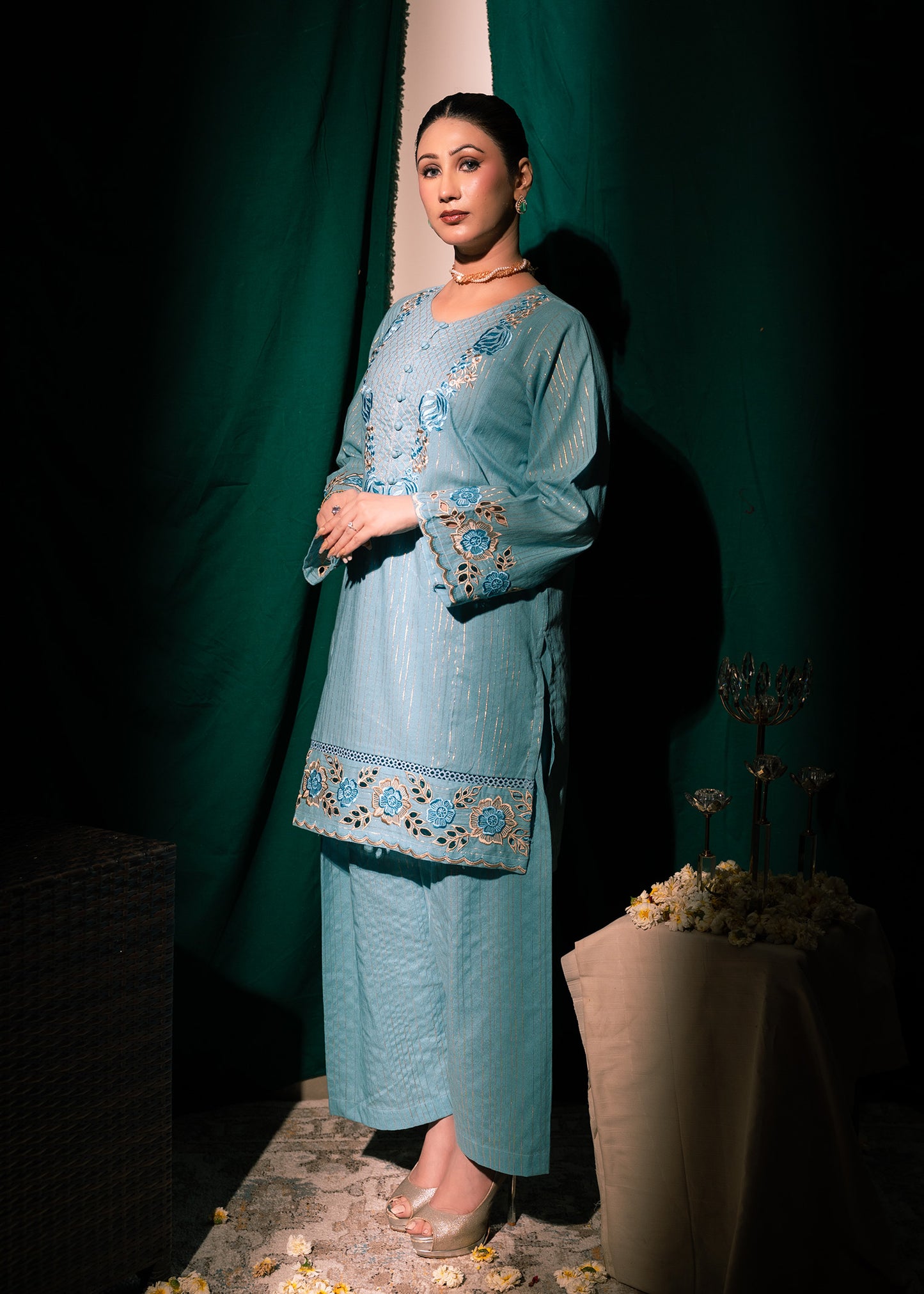 Aqua Zeenat – Embroidered Karandi Two-Piece