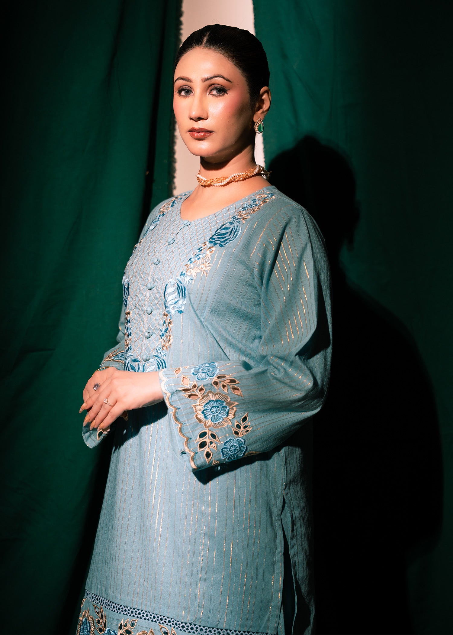 Aqua Zeenat – Embroidered Karandi Two-Piece