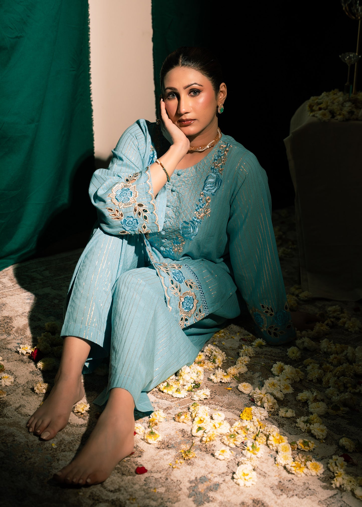 Aqua Zeenat – Embroidered Karandi Two-Piece