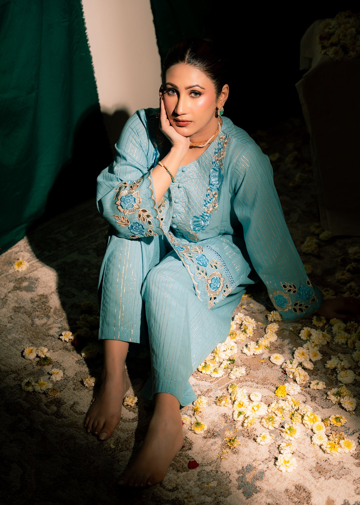 Aqua Zeenat – Embroidered Karandi Two-Piece