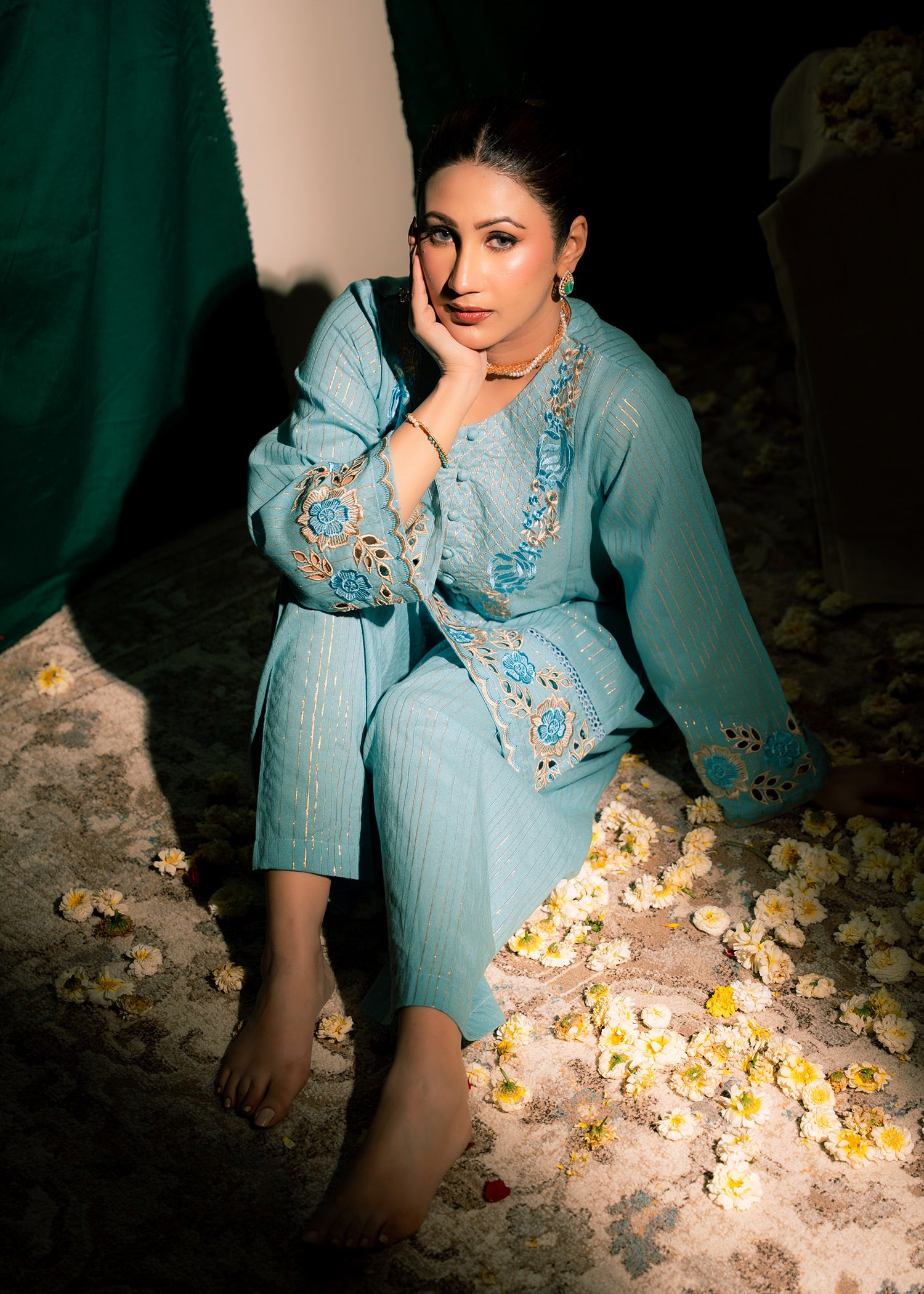 Aqua Zeenat – Embroidered Karandi Two-Piece